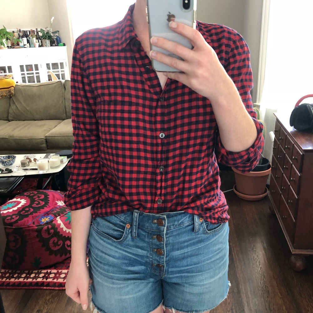Jcrew checkered long sleeve button down